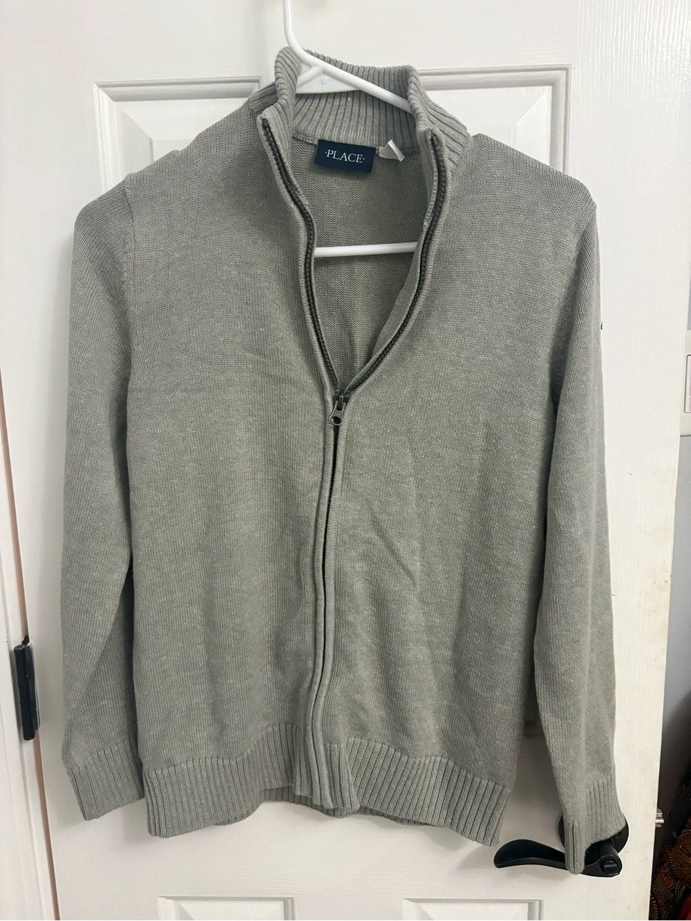 The Children's Place Men's Light Gray Zip-Up Sweater
